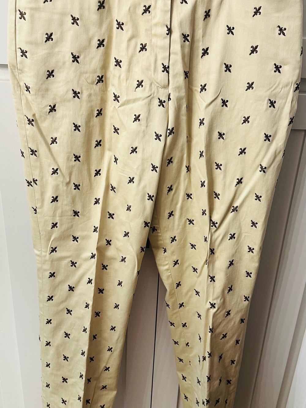 Harold's Cream Pants with Black Embroidered Motif